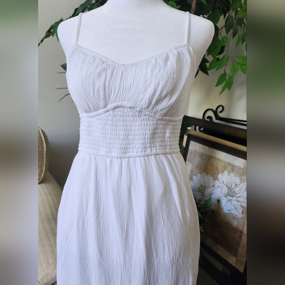 3 for $45 Hollister White Smocked Ruched Maxi Sundress